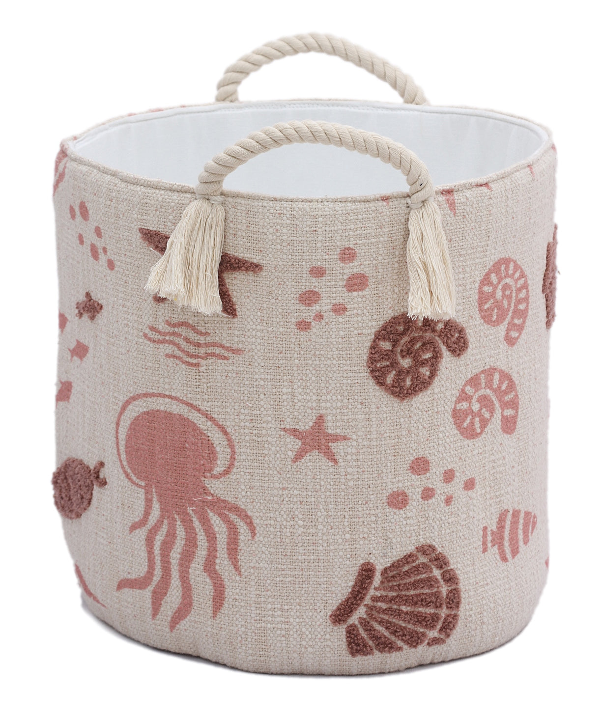 Pink and Natural Printed Basket