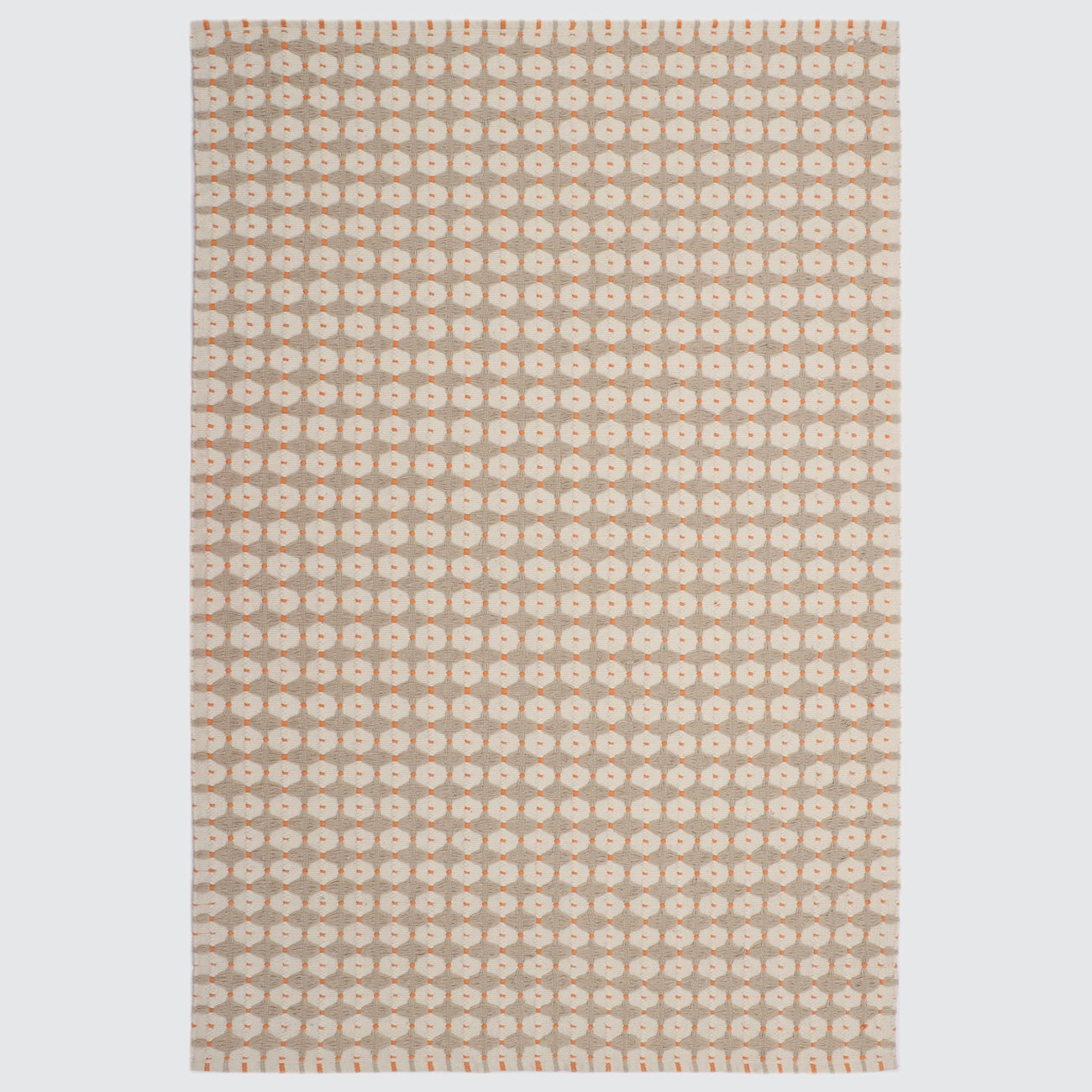 Beige and Orange Hand Woven Rug - 5'x8'