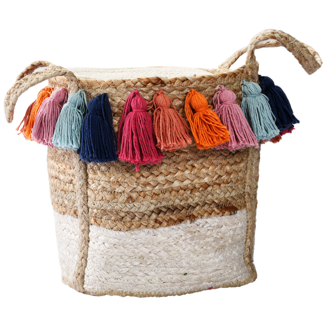 Multicolor Jute Braided Basket
