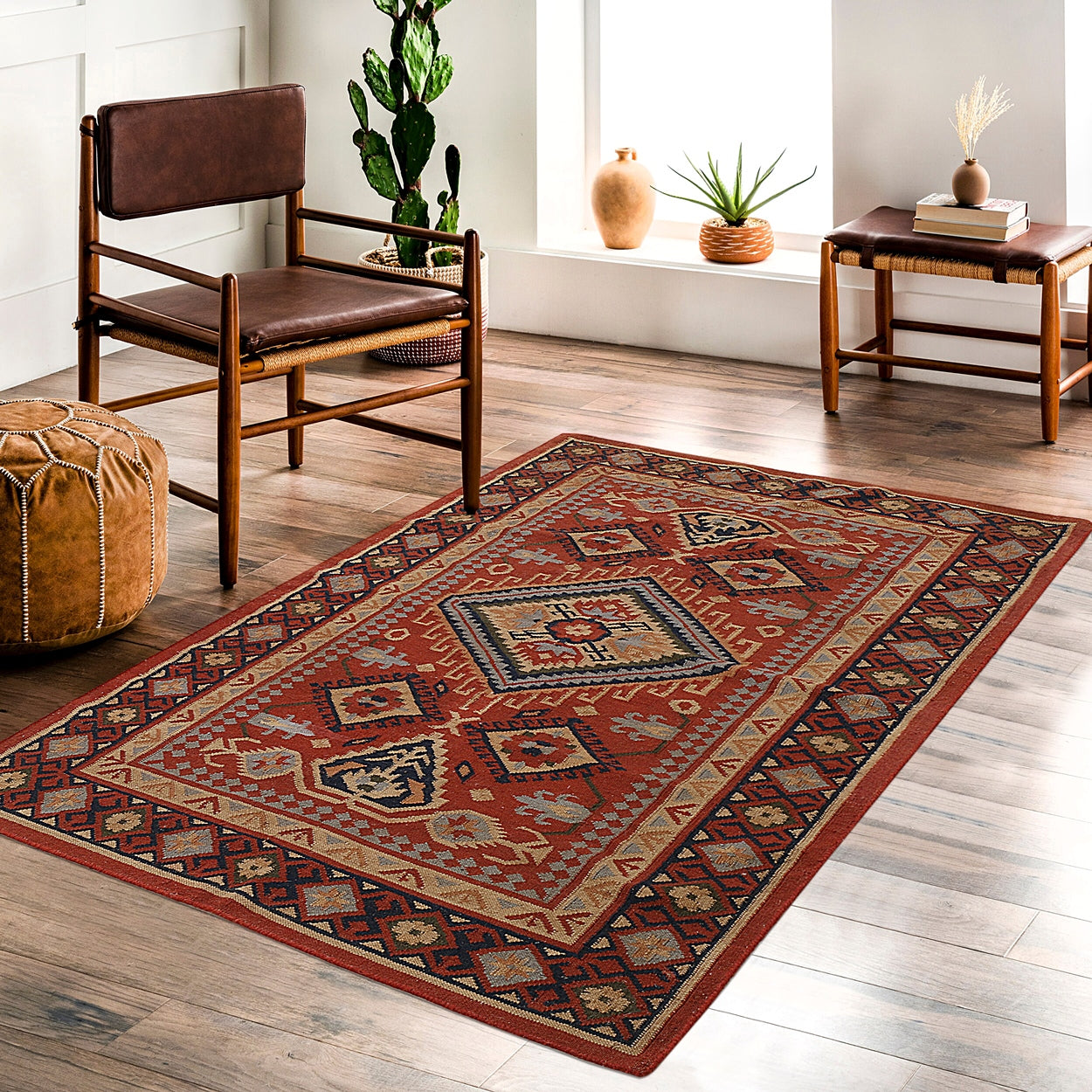 Multicolor Hand Woven Punja Kilim - 5'x8'