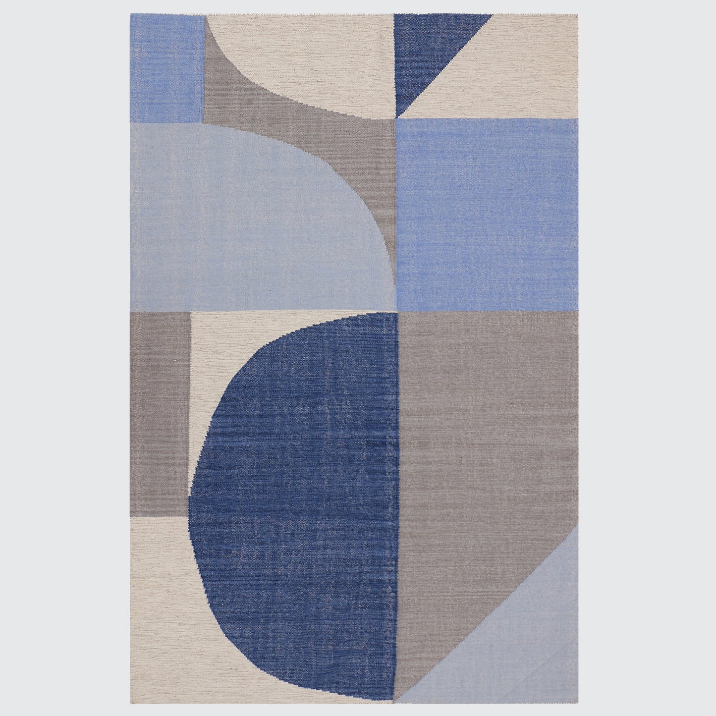 Blue Grey and Ivory Hand Woven Punja Kilim - 5'x8'