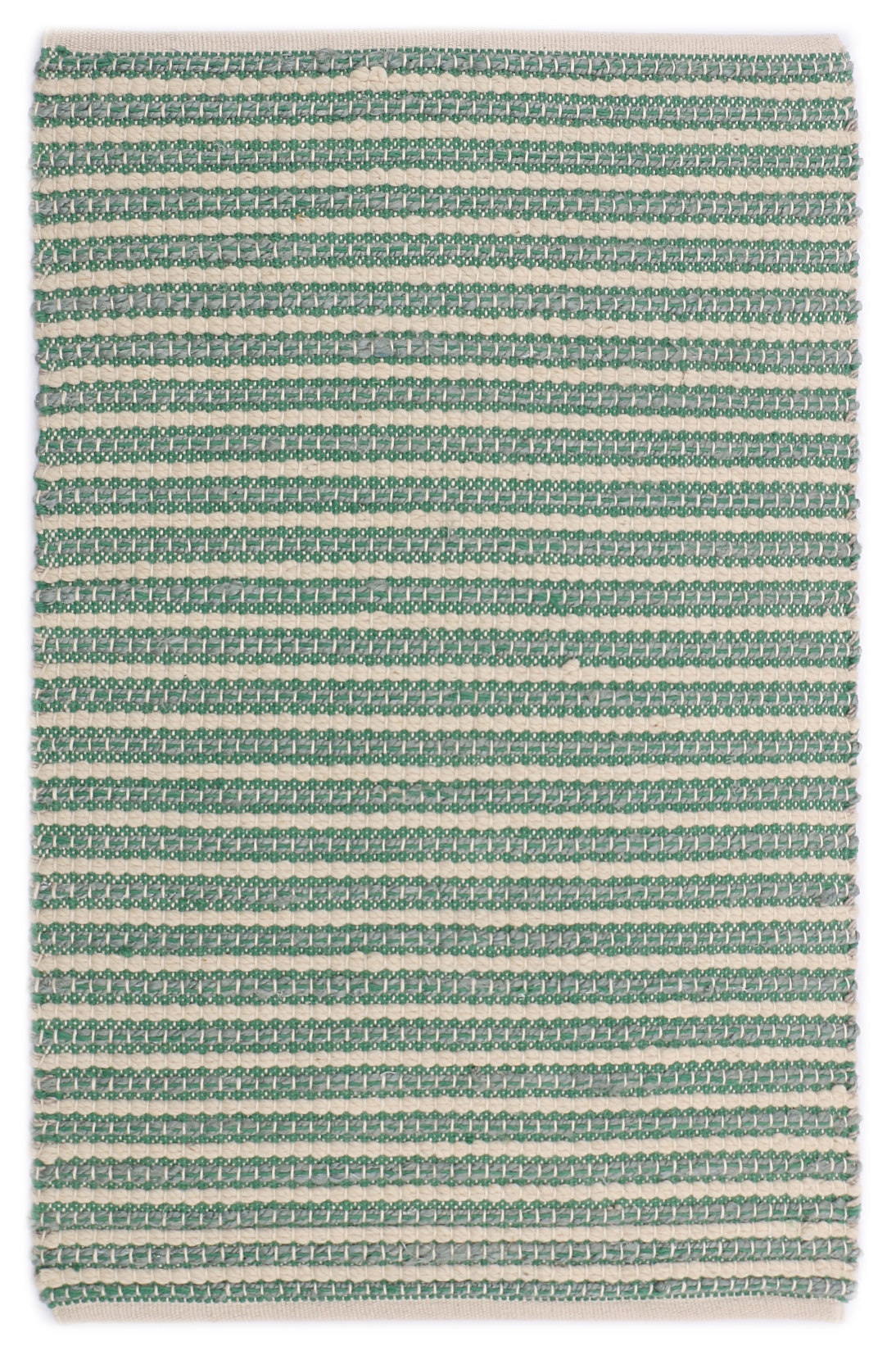 Green and Natural Hand Woven Wool Rug - 3'x5'