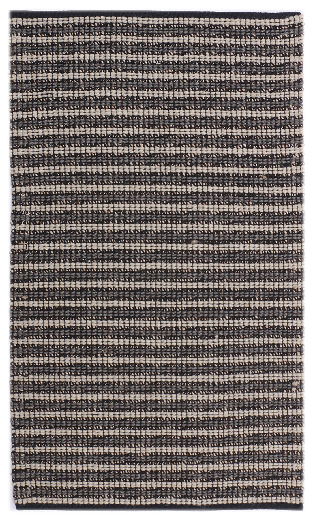 Grey and Natural Hand Woven Wool Rug - 3'x5'