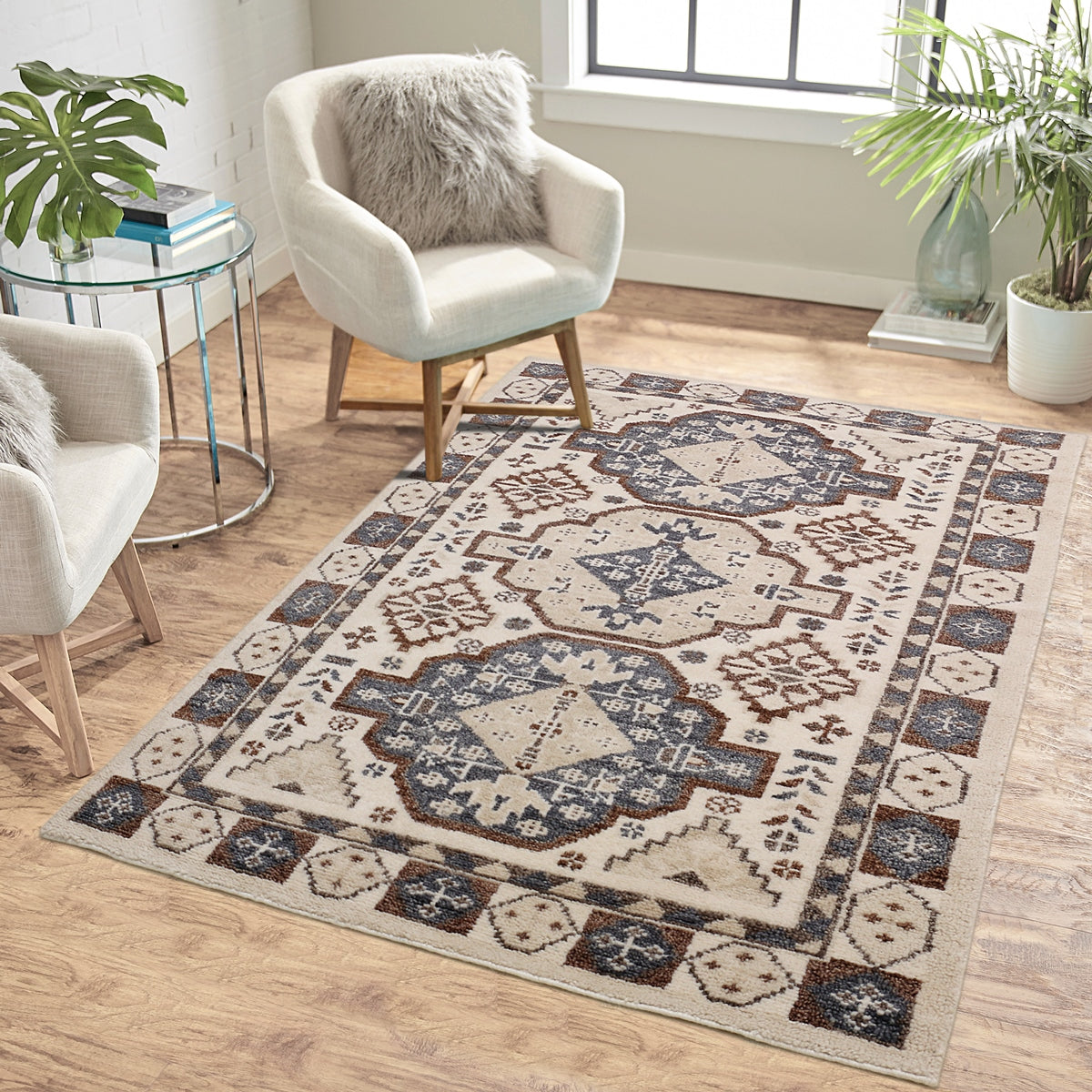 Multicolor Hand Knotted Wool Rug - 5'x8'