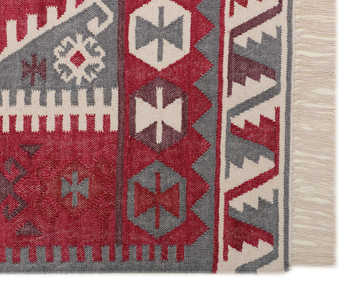 Red and Ivory Punja Kilim - 5'x8'