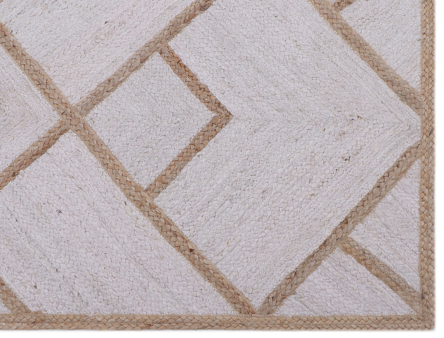 White & Natural Jute Braided Rug