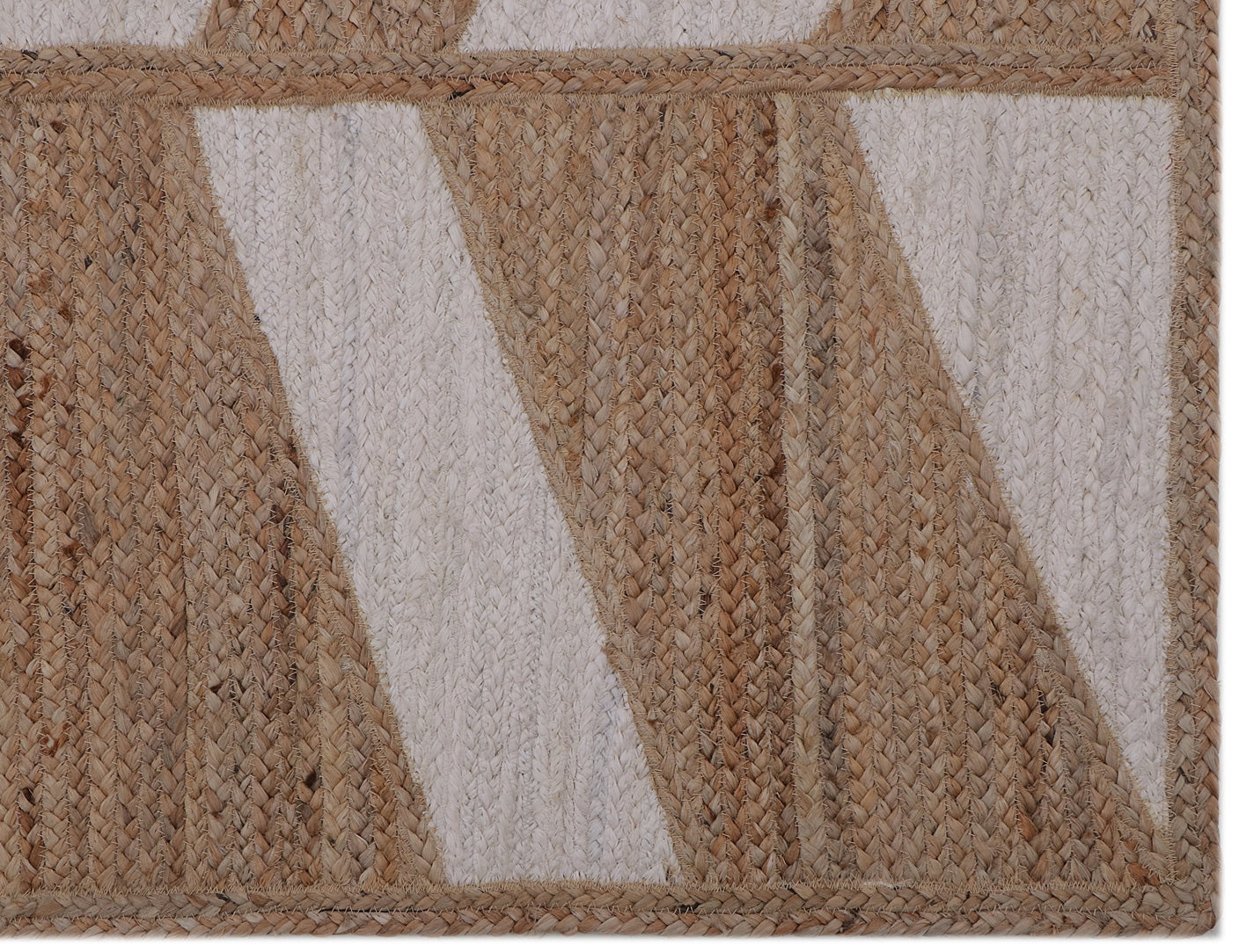 White & Natural Jute Braided Rug