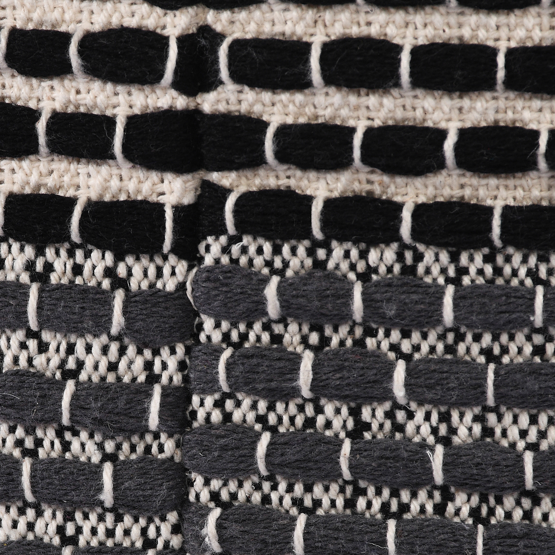 Grey Black & Ivory Knitted Pouf