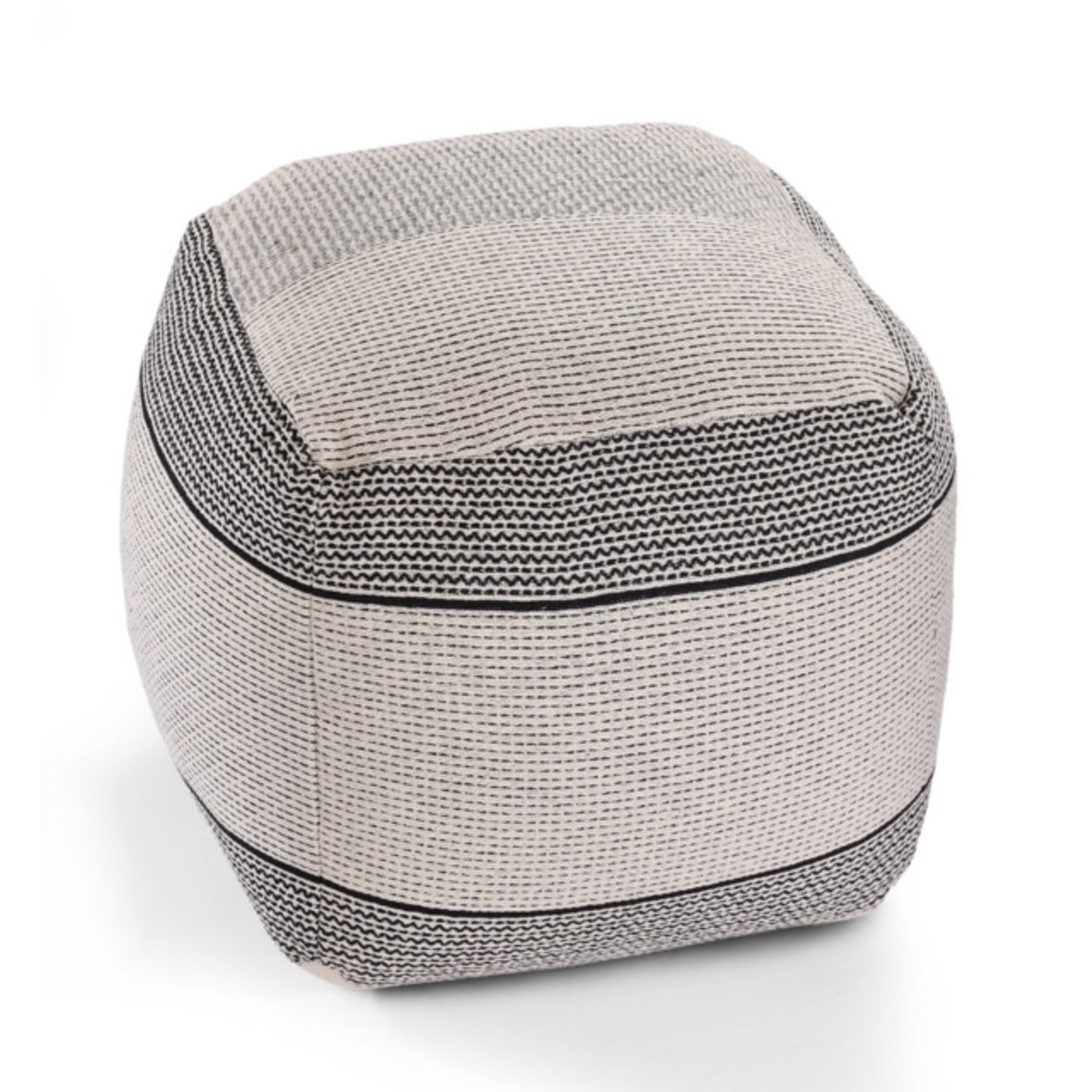 Black & Natural Knitted Pouf