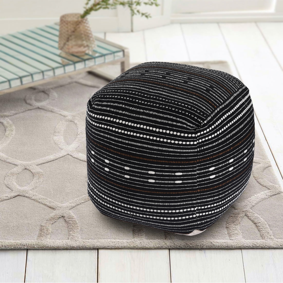 Black & White knitted Pouf