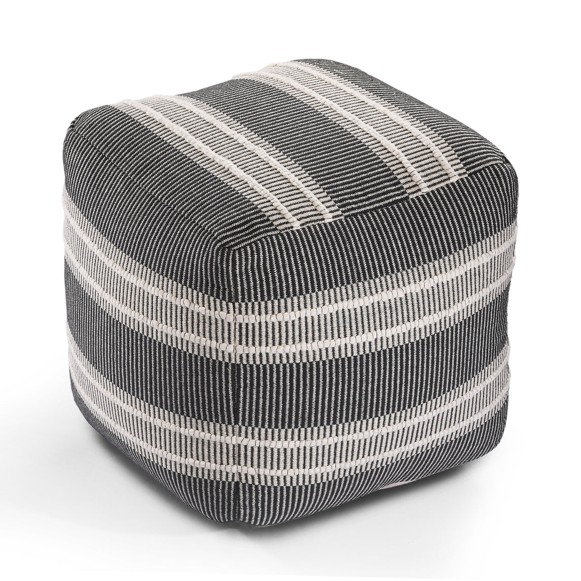 White & Black Knitted Pouf
