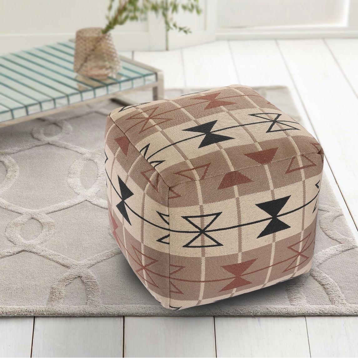 Beige & Black Knitted pouf