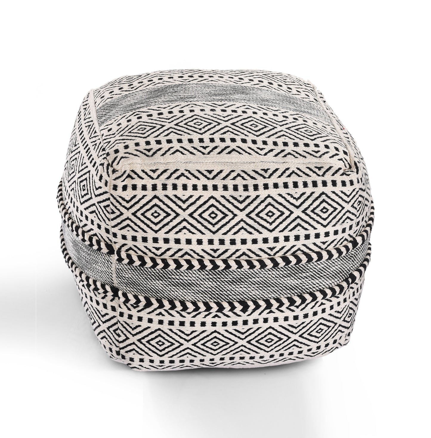 Black & Ivory Knitted Pouf