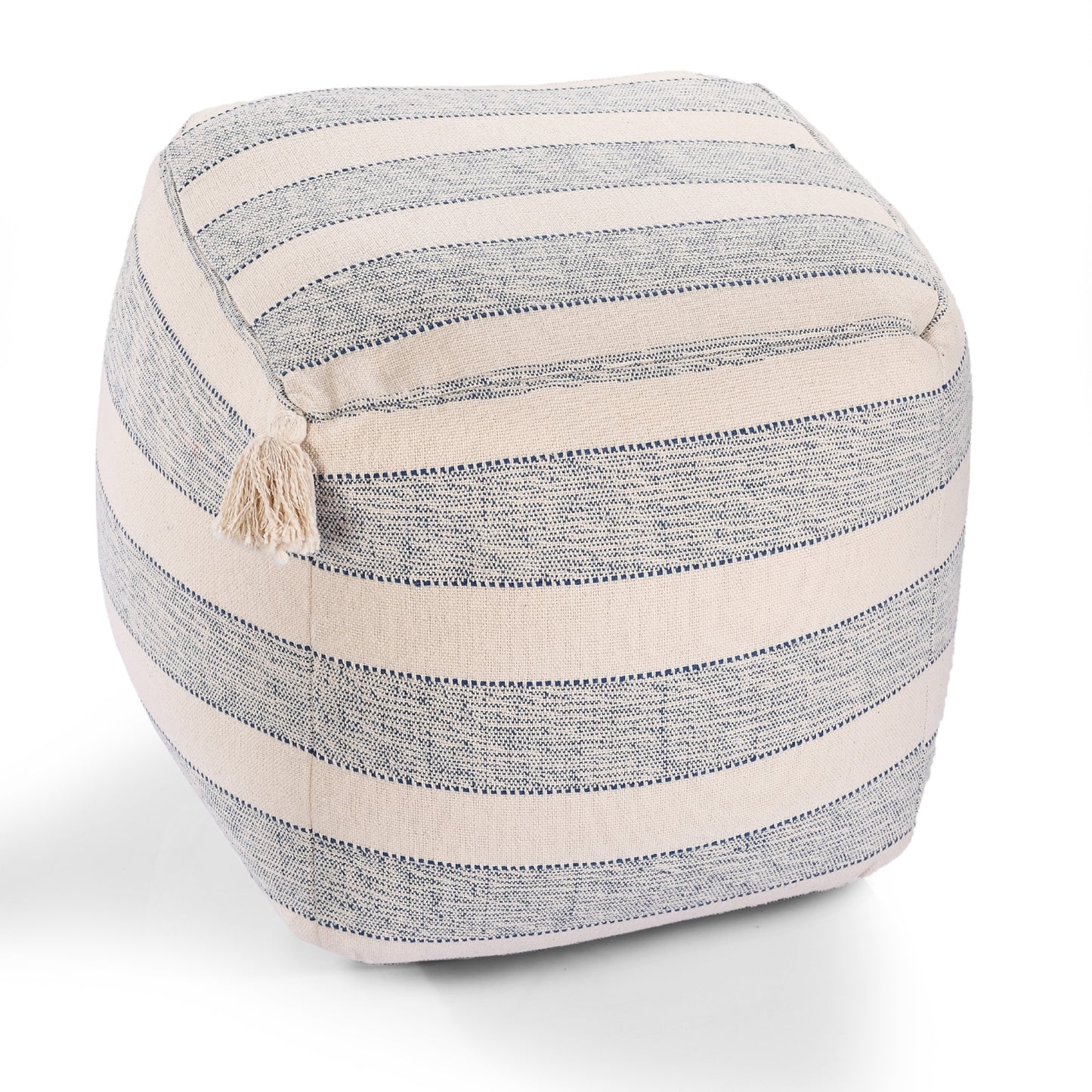 Blue & Ivory Knitted pouf
