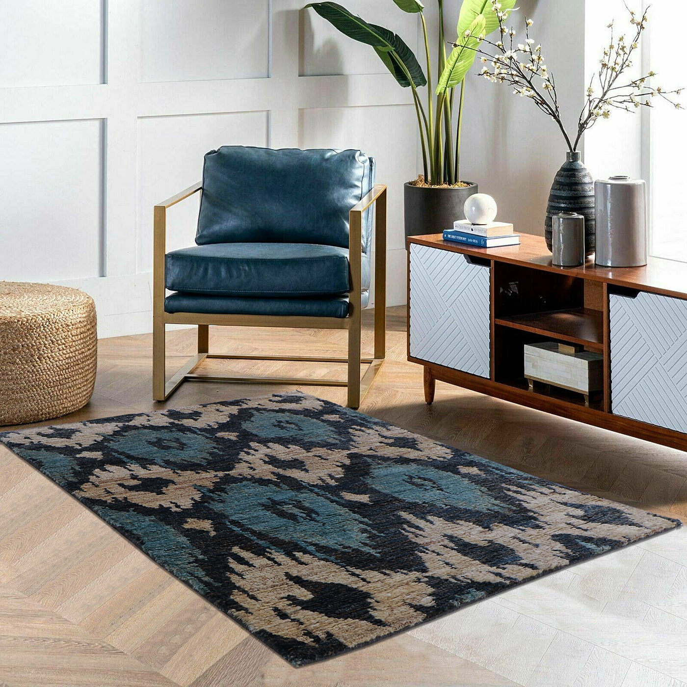 Multicolor Hand Woven Jute Rug
