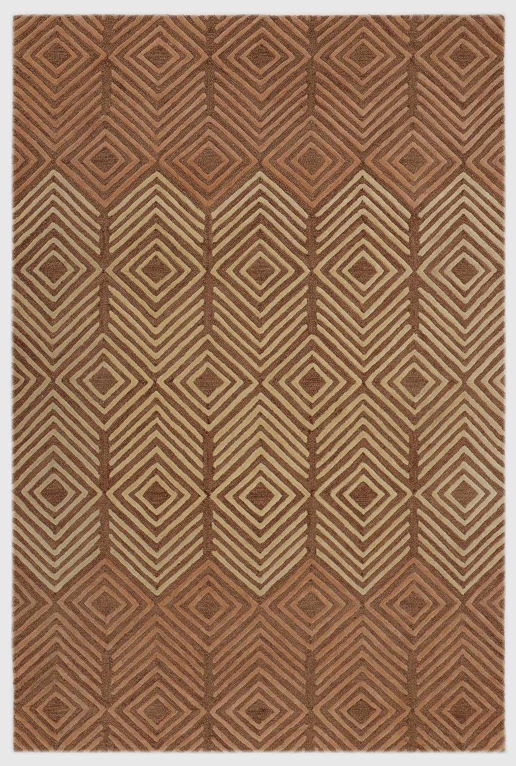 Beige and Brown Hand Tufted Wool Rug - 5'x8'