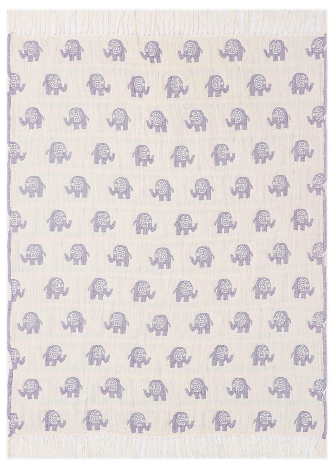 Lavender and Ivory Reversible Cotton Jacquard Throw