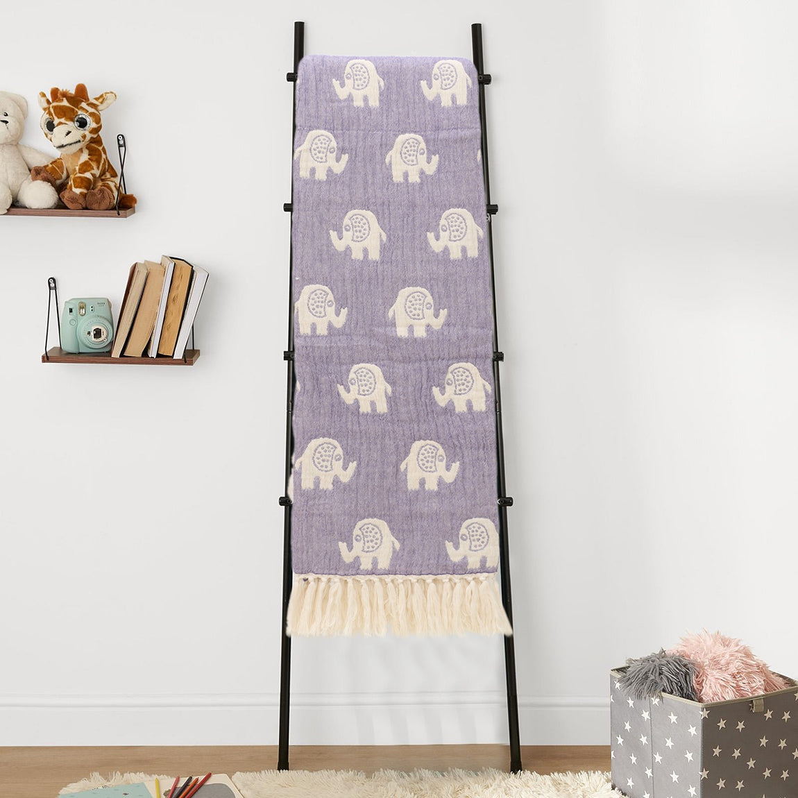 Lavender and Ivory Reversible Cotton Jacquard Throw