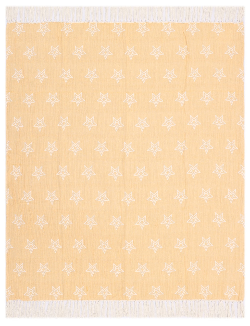 Yellow and Ivory Reversible Cotton Jacquard Throw