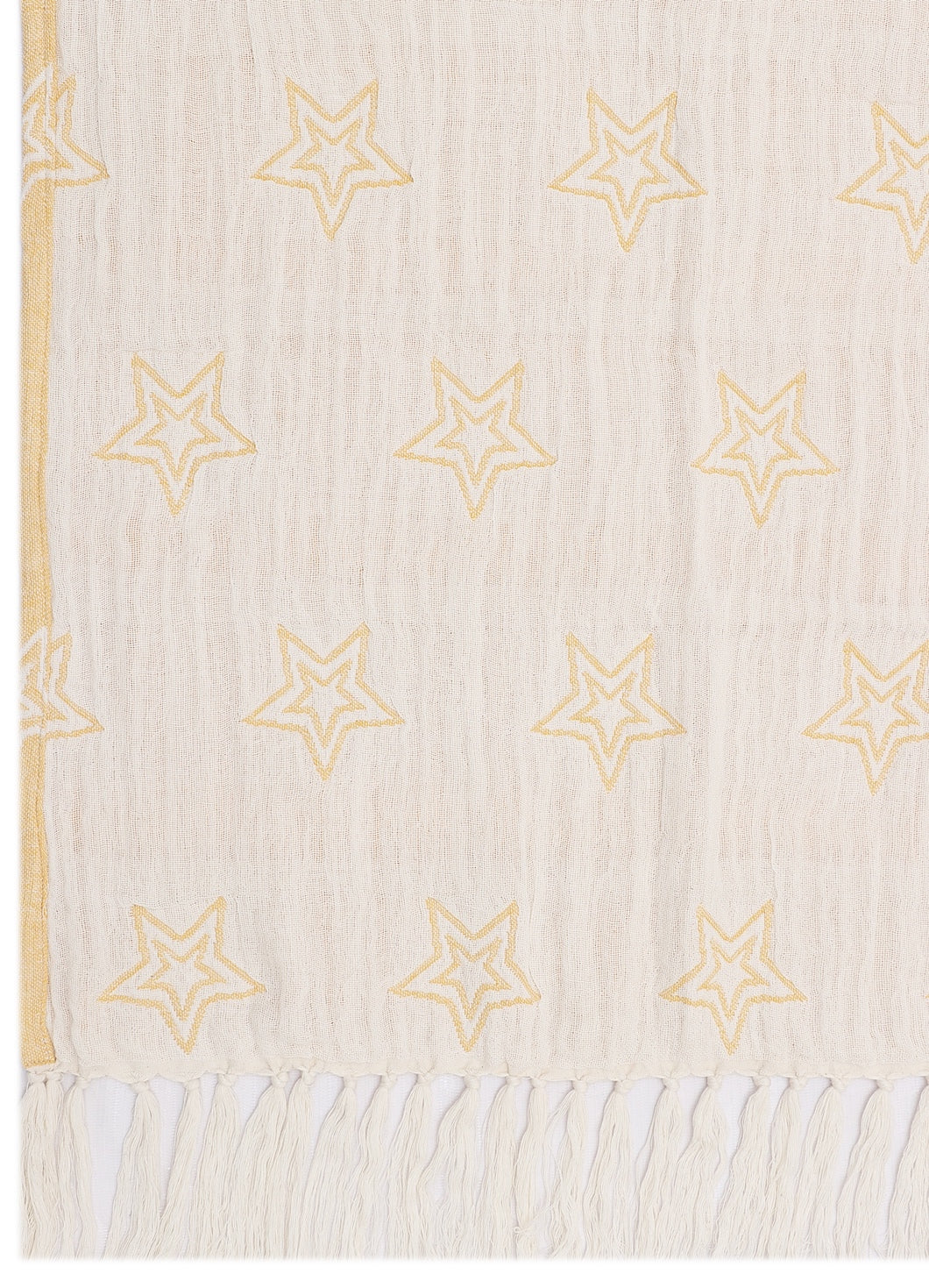 Yellow and Ivory Reversible Cotton Jacquard Throw