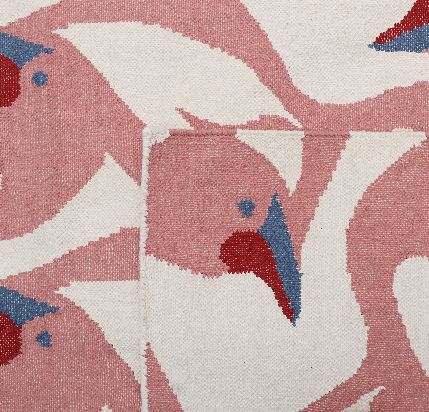 Pink and White Hand Woven Kilim - 5'x8'
