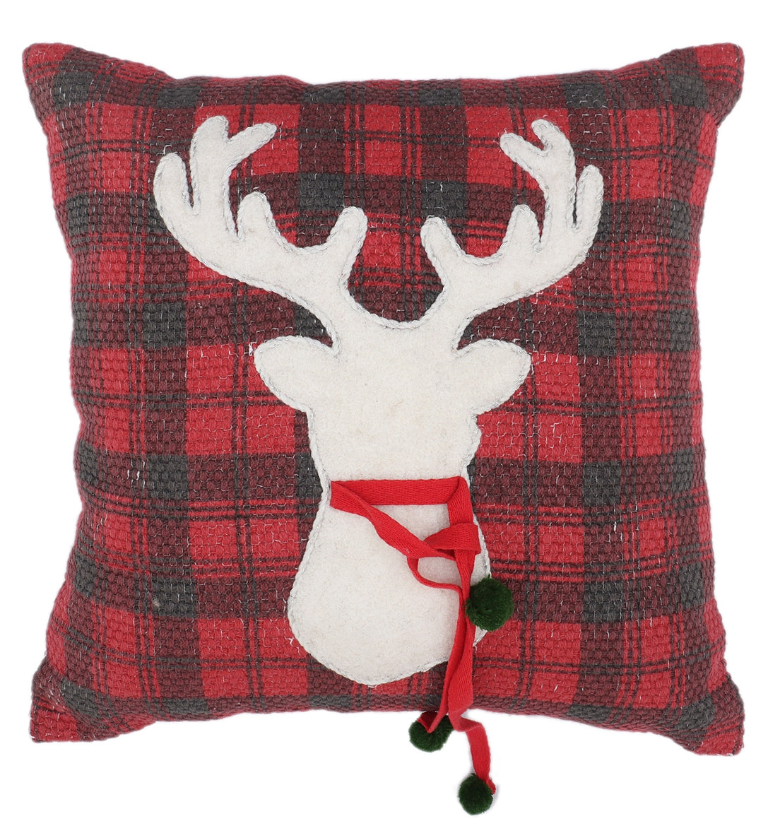 Red and Black Checkered Cotton Screen Print Cushion Cover