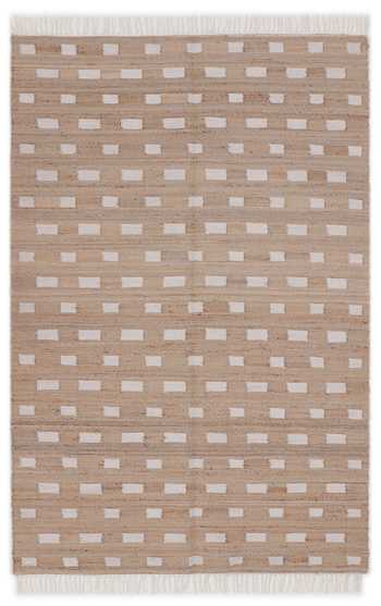 Beige White Hand Woven Jute Rug