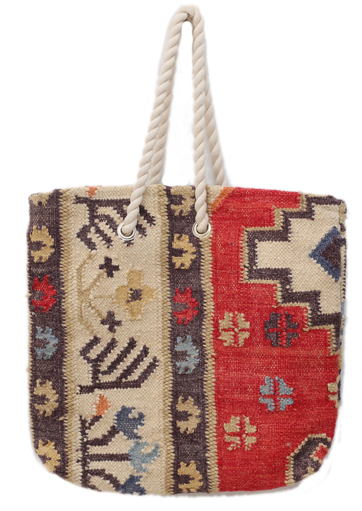Hand Woven Wool Kilim Tote Bag