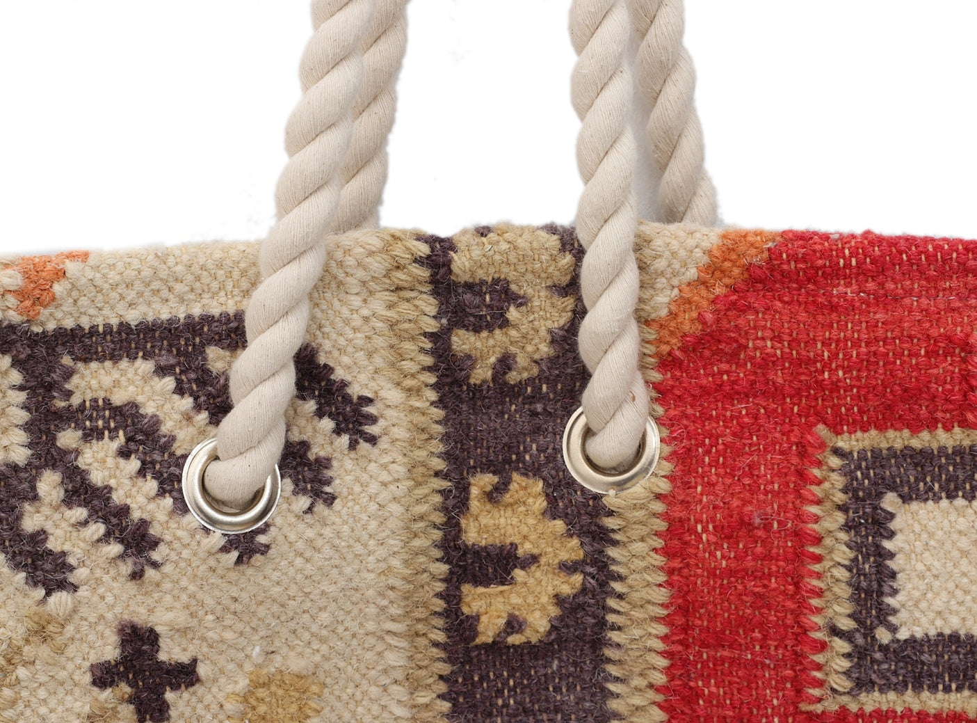 Hand Woven Wool Kilim Tote Bag