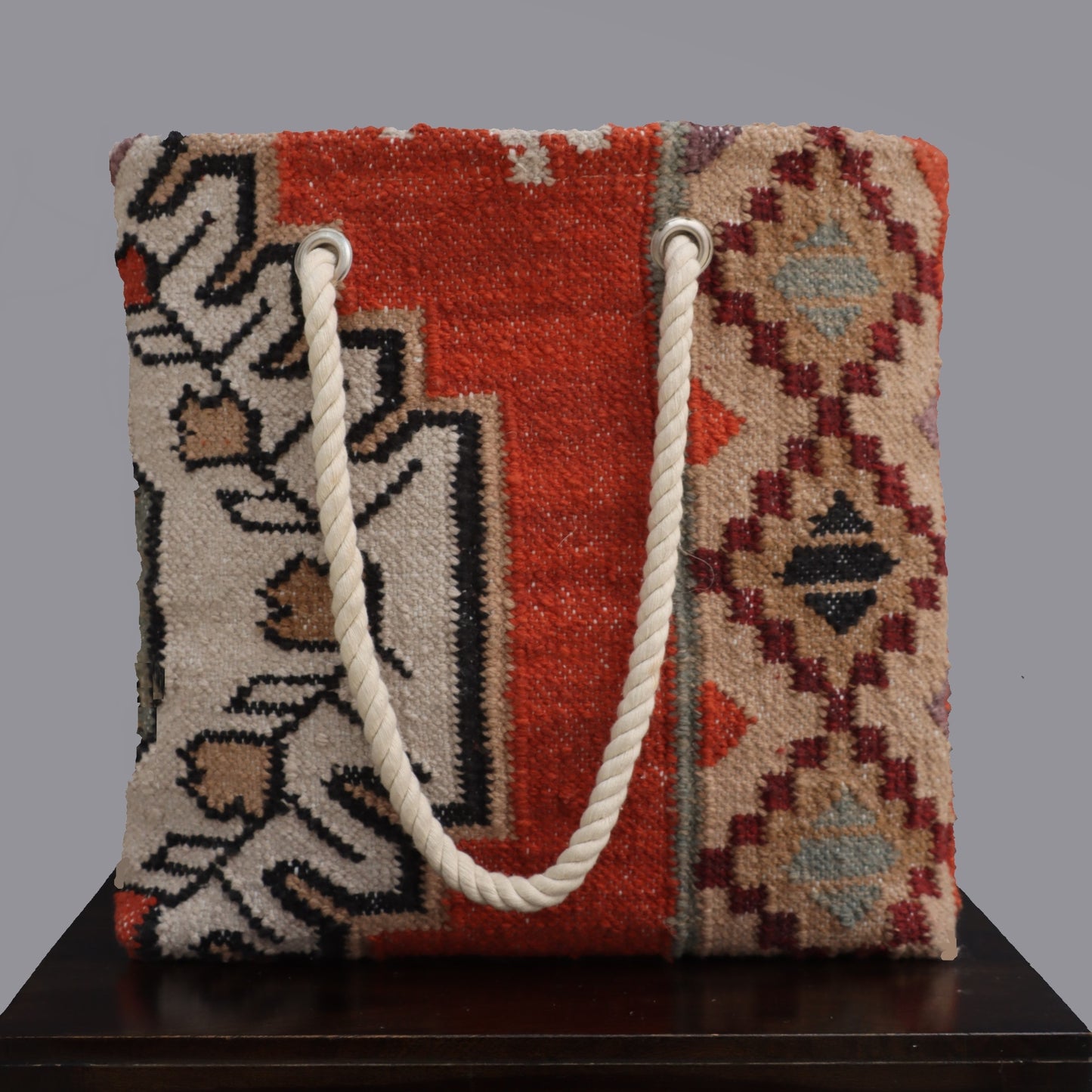 Hand Woven Wool Kilim Tote Bag
