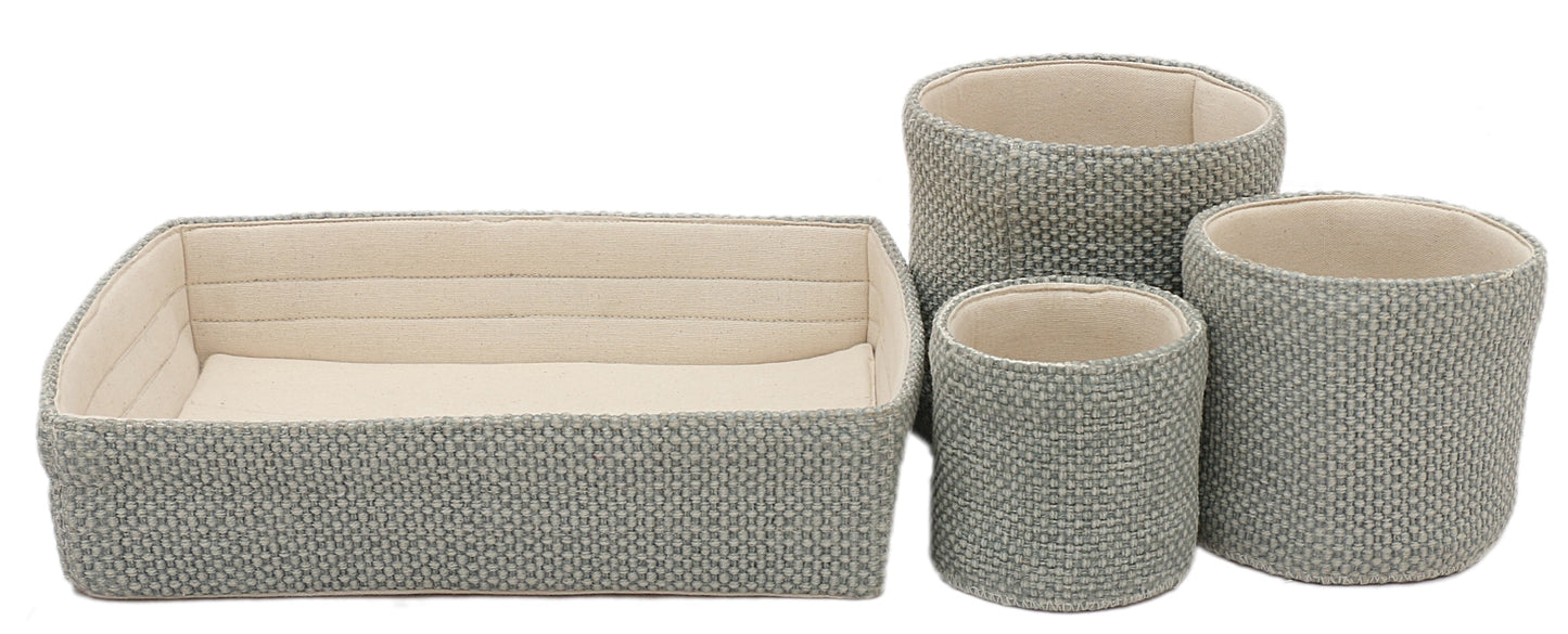 Red Hand Woven Cotton Desktop Set