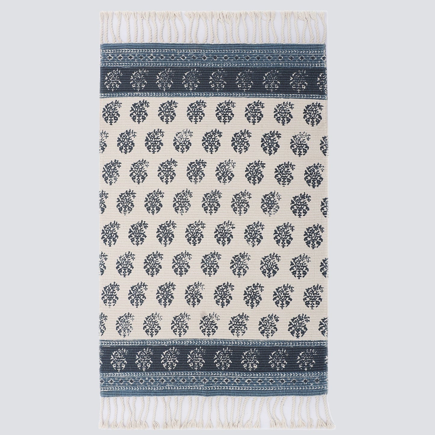 Hand Woven Cotton Screen Printed Dhurrie-3'x5'