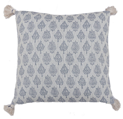 Grey Blue Cotton Jacquard Cushion Cover