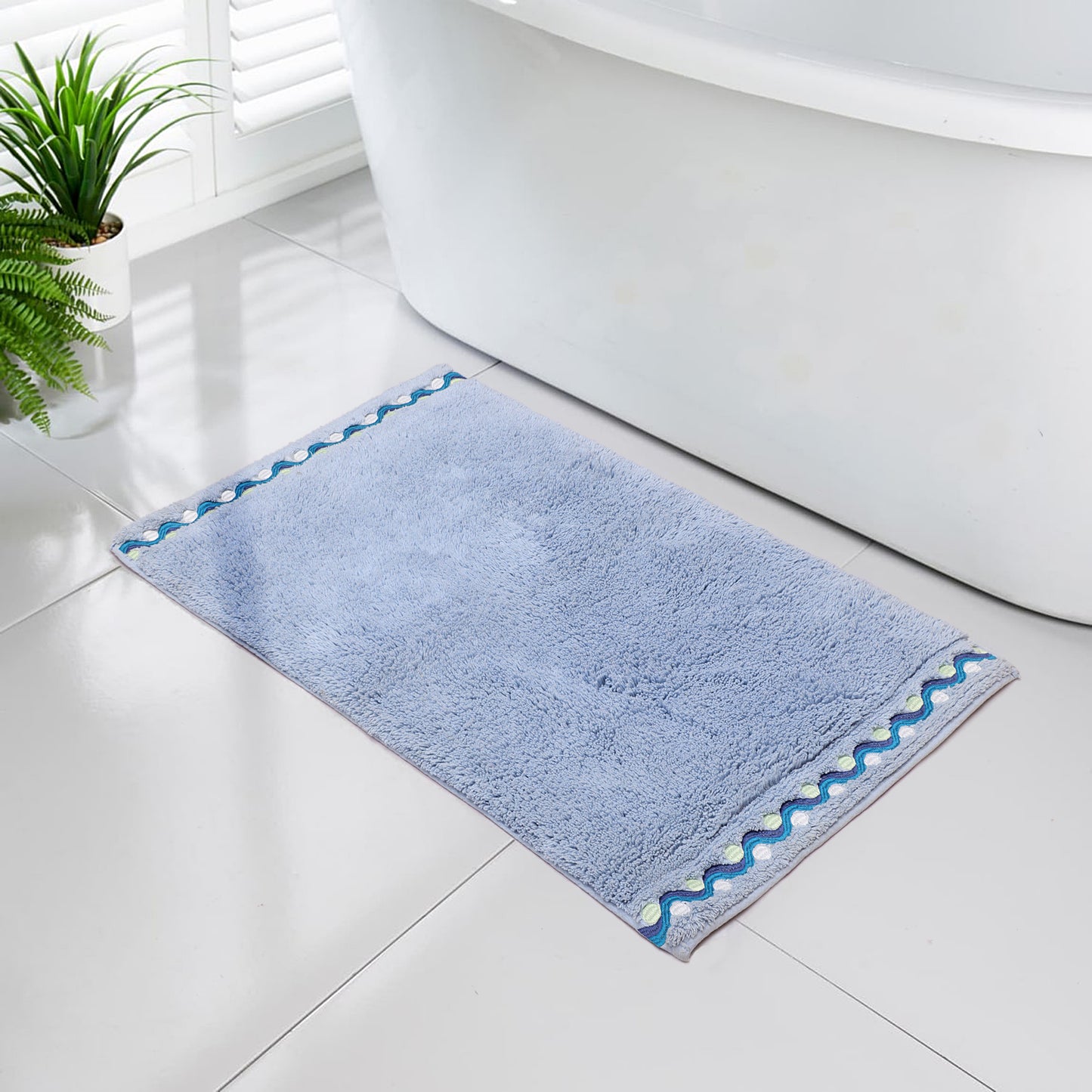 Blue Cotton Bath Mat