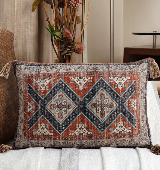 Multicolor Polyester Digital Printed Cushion Cover With Tassels