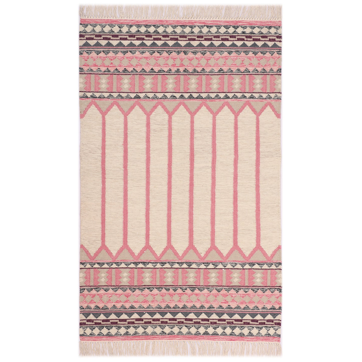 Pink Hand Woven Wool Kilim- 3'x5'