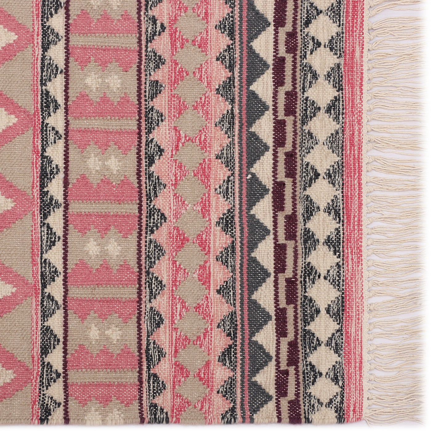 Pink Hand Woven Wool Kilim- 3'x5'