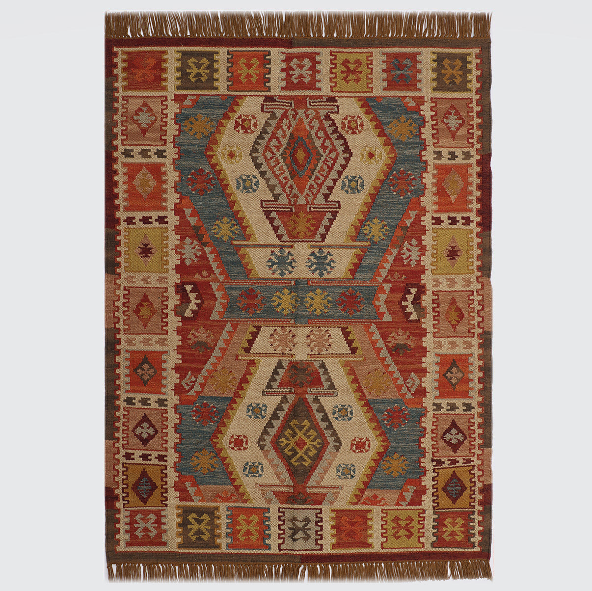 Multicolor Hand Woven Wool Punja Kilim - 4'x6'