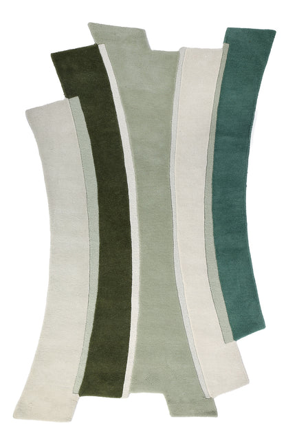 Green and Natural Hand Tufted Wool Rug -5'x8'