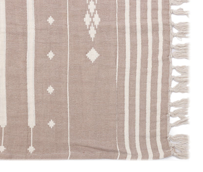 Natural and Beige Cotton Jacquard Throw