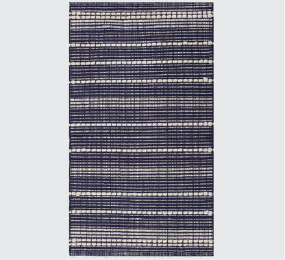 Blue Hand Woven Wool/Cotton Dhurrie - 3'x5.5'