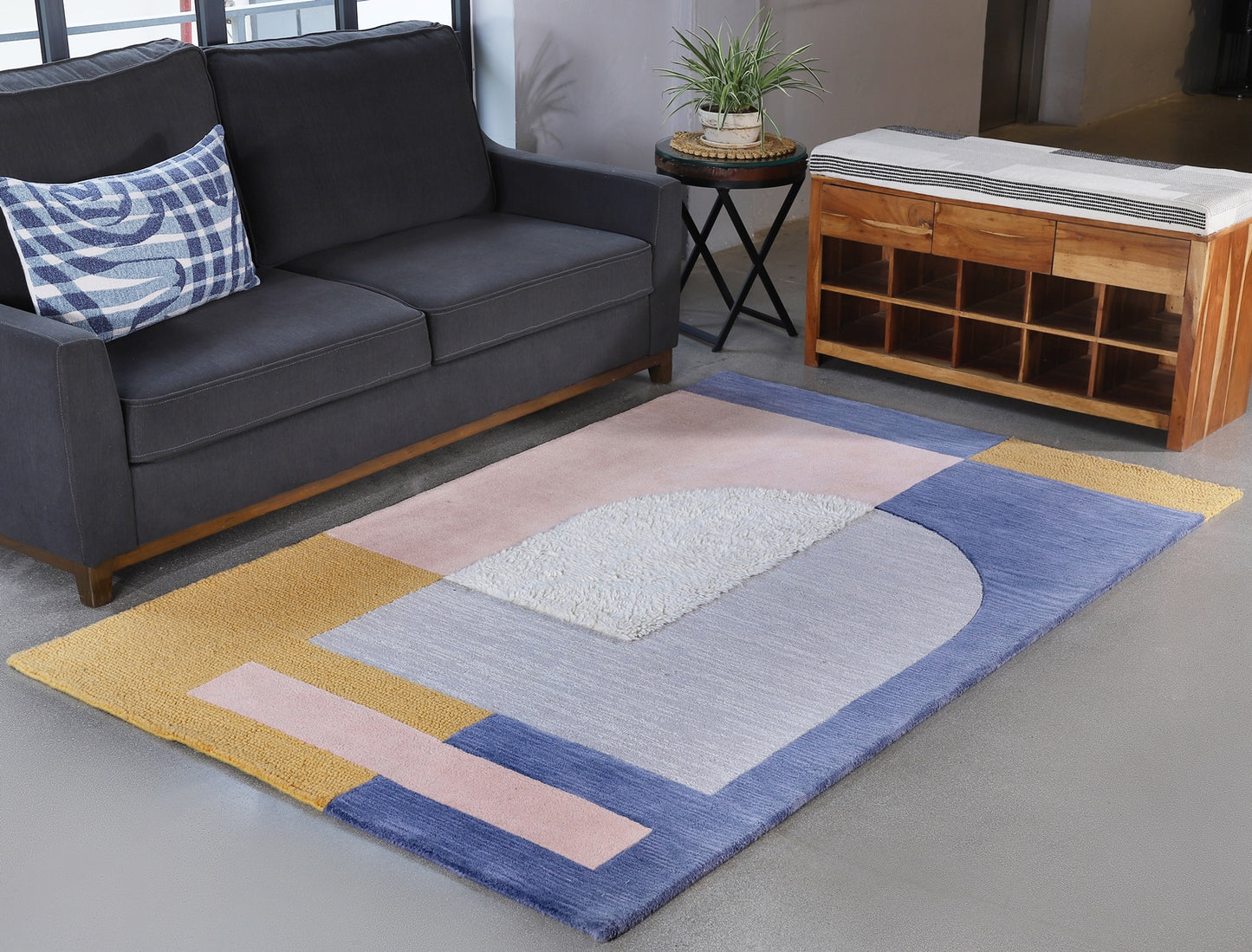 Multi Color Hand Tufted Wool Rug - 5'x8'
