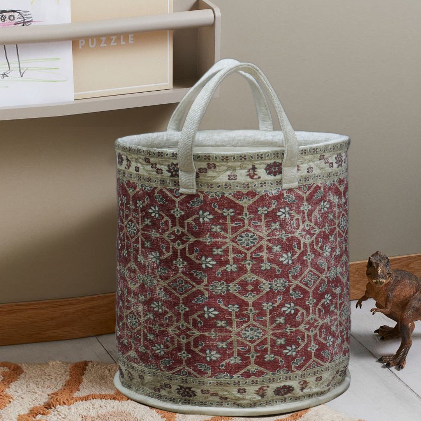 Red Cotton Chenille Printed Basket