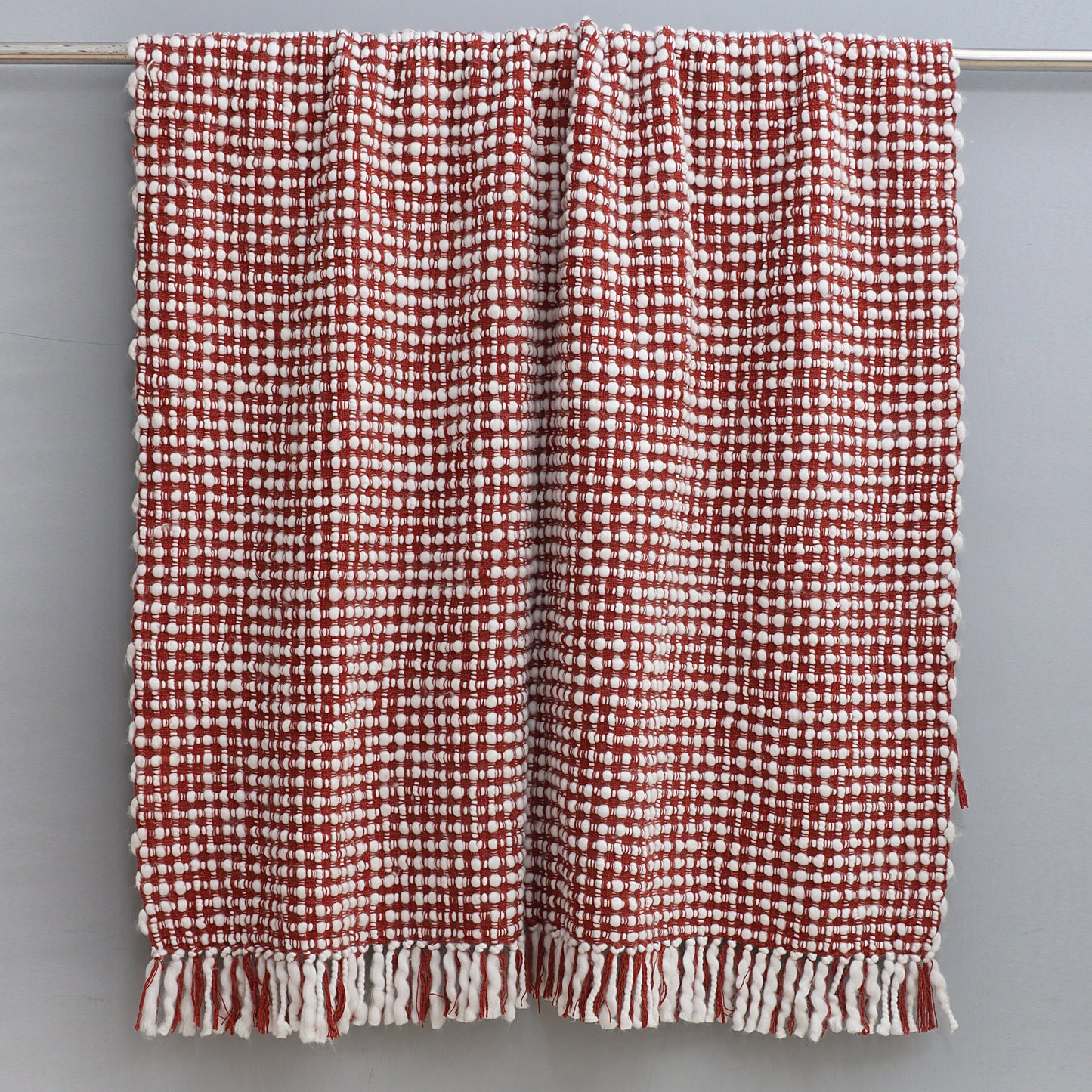 Red and White Hand Woven Throw