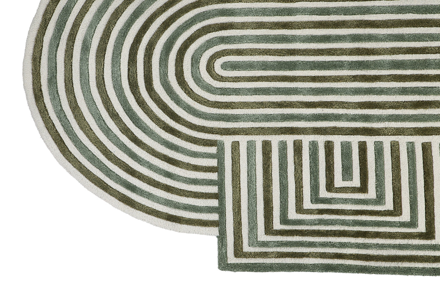 Olive and Natural Oval  Hand Woven Wool Rug - 5'x8'