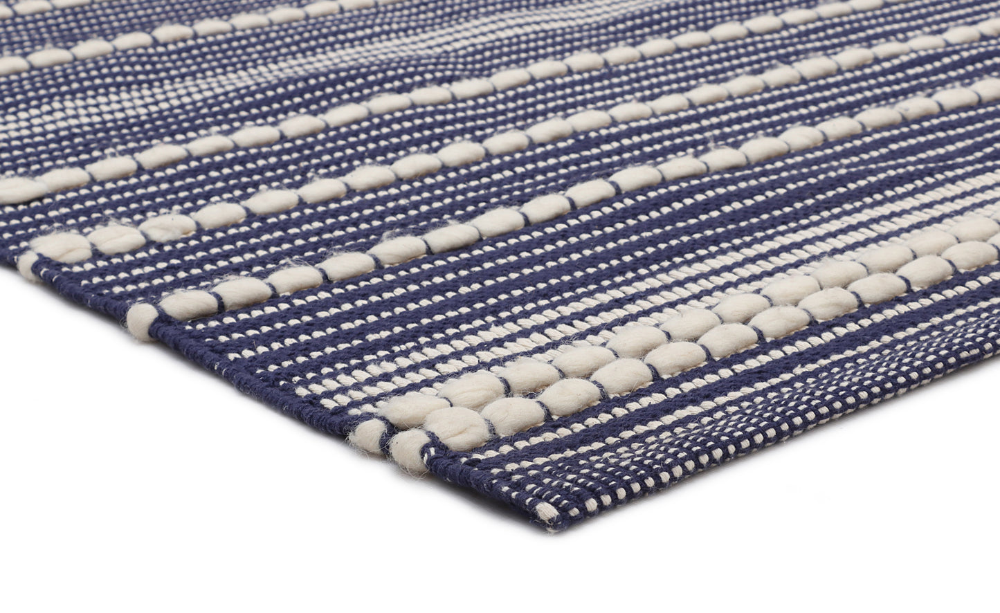 Blue Hand Woven Wool/Cotton Dhurrie - 3'x5.5'