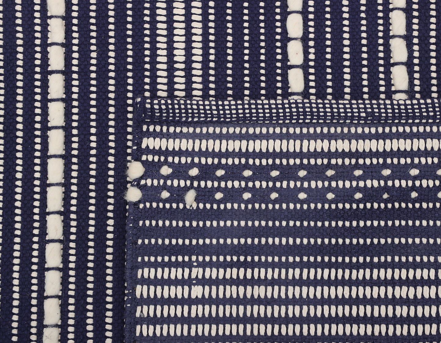 Blue Hand Woven Wool/Cotton Dhurrie - 3'x5.5'