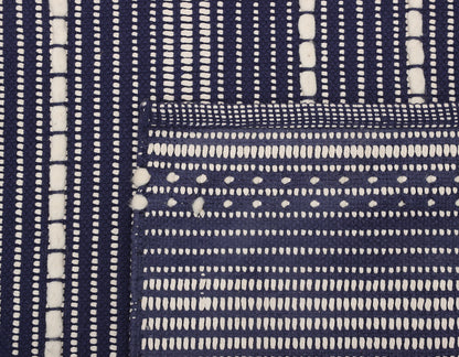 Blue Hand Woven Wool/Cotton Dhurrie - 3'x5.5'