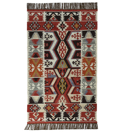Multicolor Hand Woven Wool Punja Kilim - 3'x5'