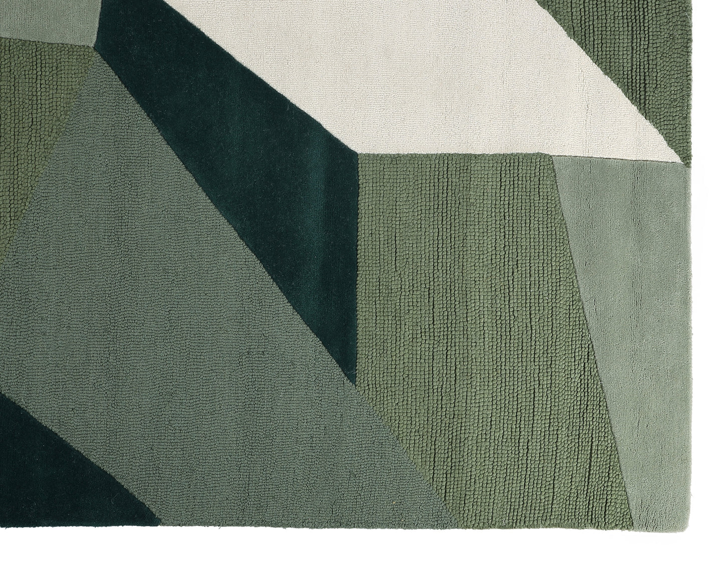 Olive Green Grey and Natural Hand Tufted Wool Rug - 5'x8'